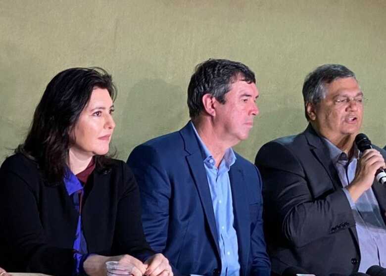 Simone Tebet, Eduardo Riedel e Flavio Dino