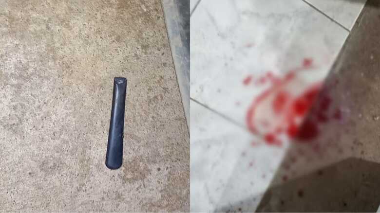 Faca quebrou e marcas de sangue ficaram pela casa