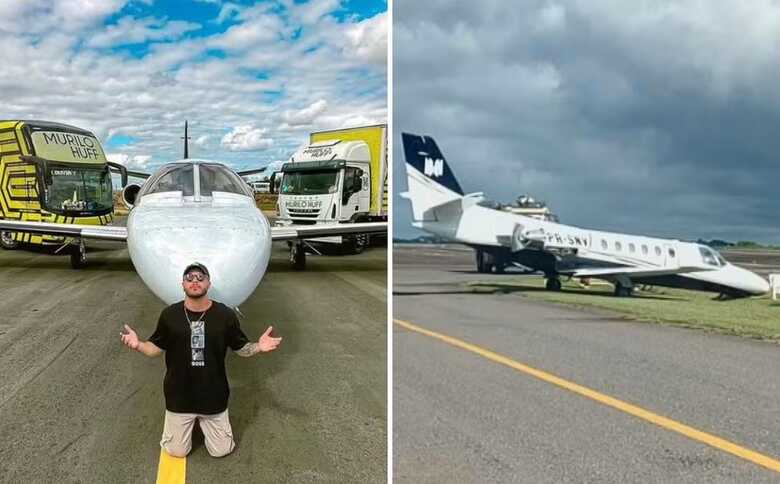 Murilo Huff e a aeronave que caiu em vala de aeroporto de Goiânia