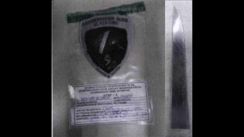 Faca apreendida pela pol&iacute;cia ap&oacute;s o crime