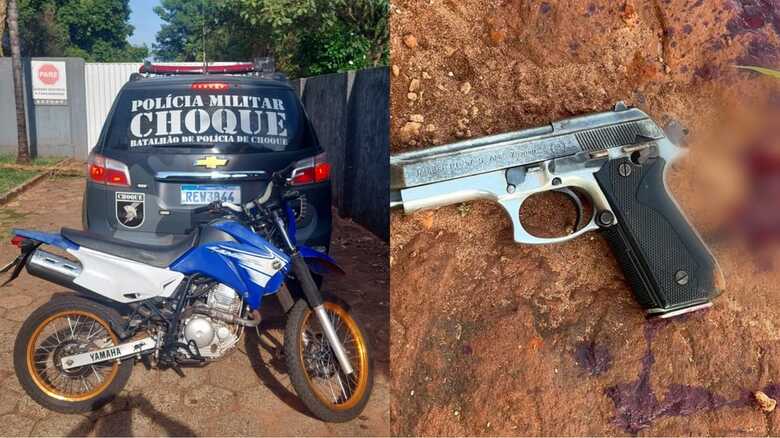 Moto usada pelo criminosa era furtada e a arma foi apreendida