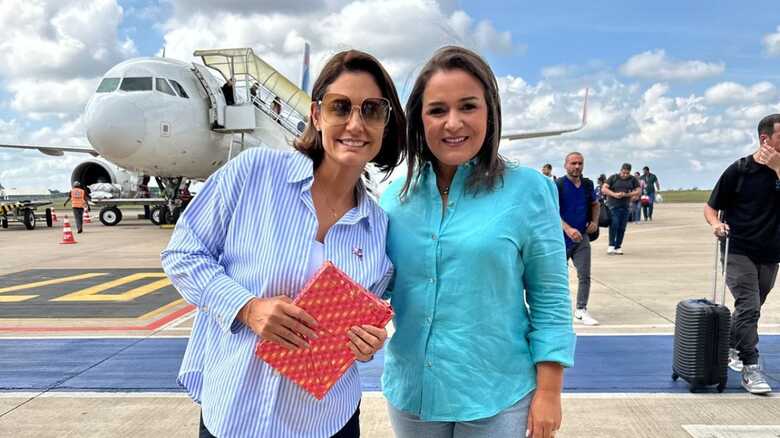 Michelle Bolsonaro em Campo Grande com a prefeita Adriane Lopes