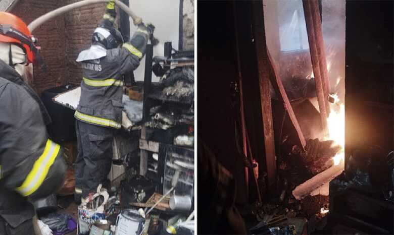 Casa ficou bastante destruída com o incêndio