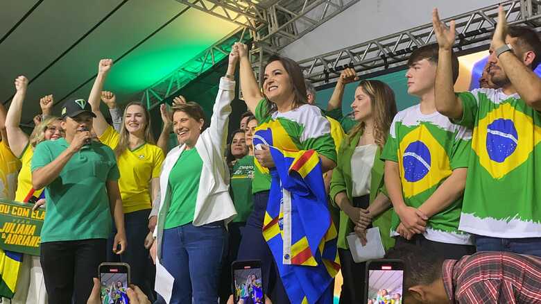 Adriane Lopes e Tereza Cristina durante lançamento de pré-candidatura