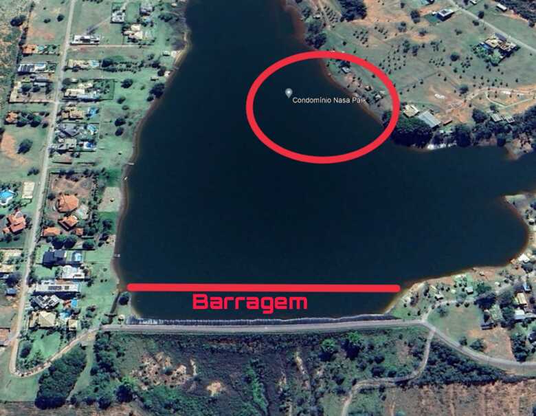 Montagem mostra distância entre condomínio e barragem