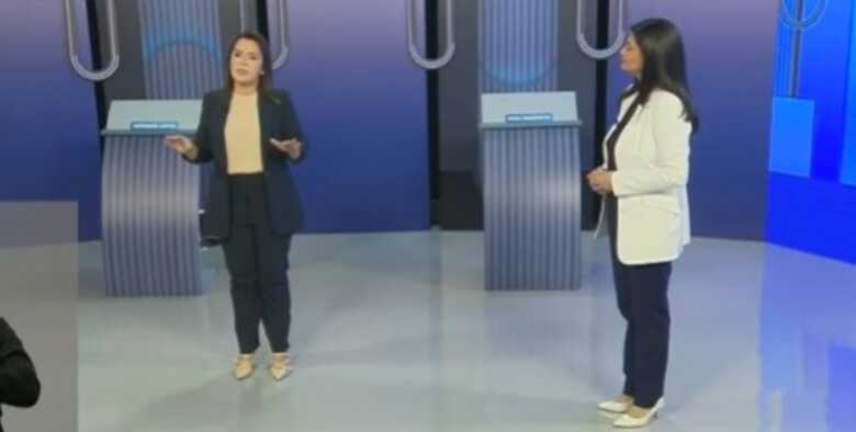 Adriane Lopes (PP) e Rose Modesto (União Brasil) em debate na TV Morena