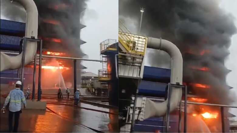Incêndio foi de grande proporção na indústria