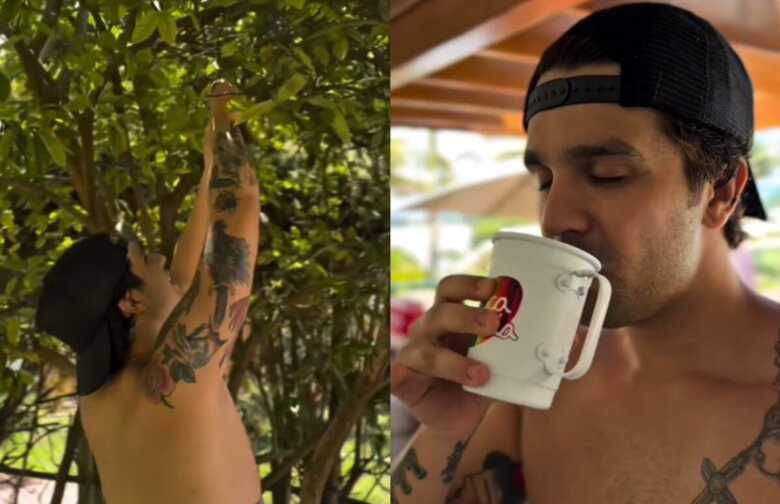 Luan Santana ensinando a fazer drink