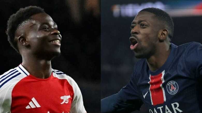 Saka, do Arsenal, e Dembele, do PSG, são as esperanças de gols na partida