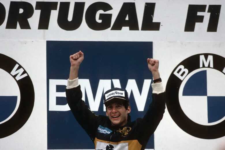 Ayrton Senna venceu sua primeira corrida no GP de Portugal de 1985