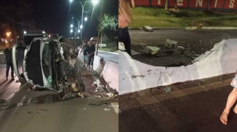 Veículo ficou bastante destruído com o acidente