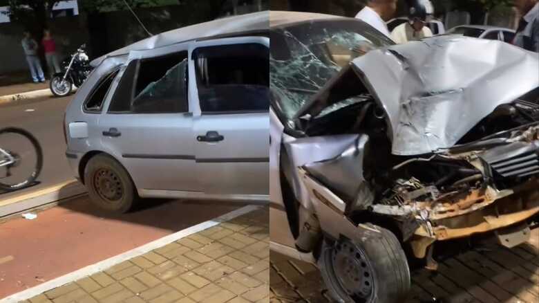 Veículo ficou bastante danificado após o acidente