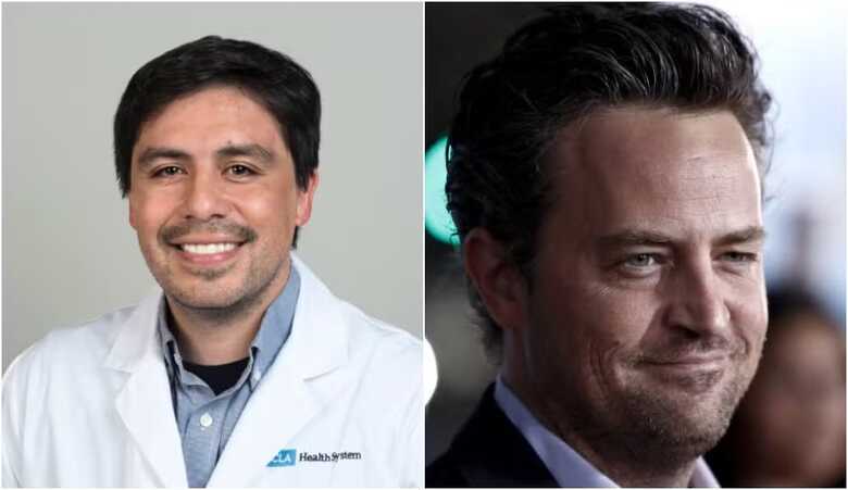 Médico Salvador Plasencia (à dir.) e o ator Matthew Perry (à esq.) 