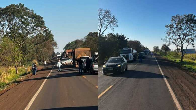 O trânsito teria sido interditado após a colisão