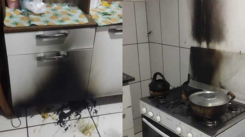 Fogo atingiu alguns móveis da cozinha