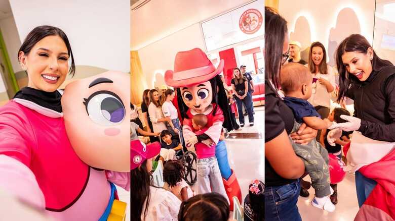 A cantora alegrou o dia das crian&ccedil;as nesta segunda