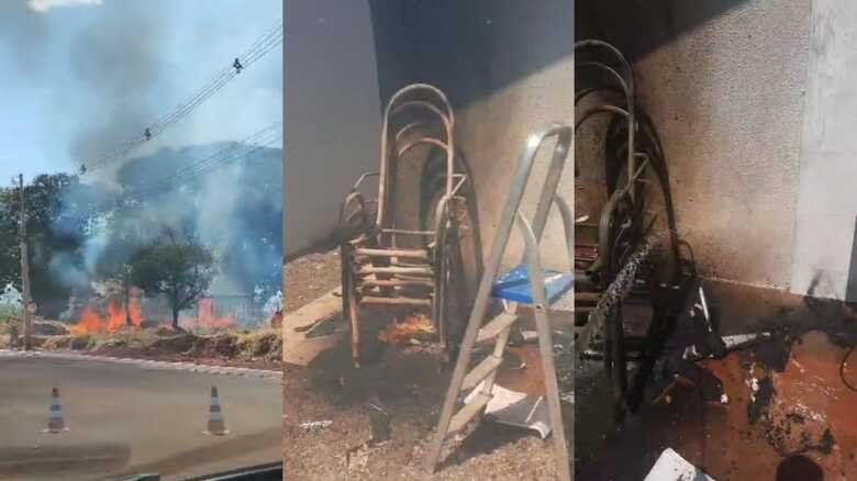 O fogo atingiu parte do imóvel