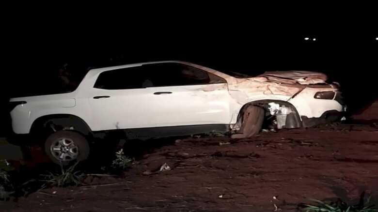 Picape ficou bastante danificada no acidente