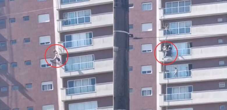 Ele foi resgatados pelos próprios moradores.