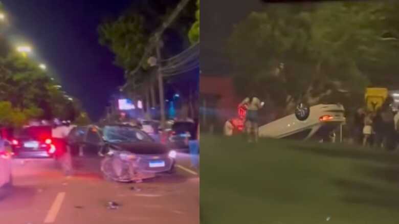 Jetta capotou após o acidente