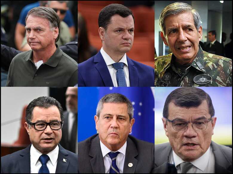 Jair Bolsonaro, Anderson Torres, Augusto Heleno, Almir Garnier, Walter Braga Netto e Paulo S&eacute;rgio Nogueira