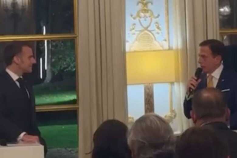  O presidente da França, Emmanuel Macron, e o ex-governador João Doria