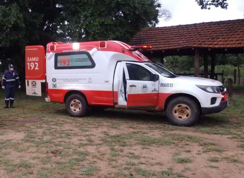 Ambul&acirc;ncia que atendeu a ocorr&ecirc;ncia