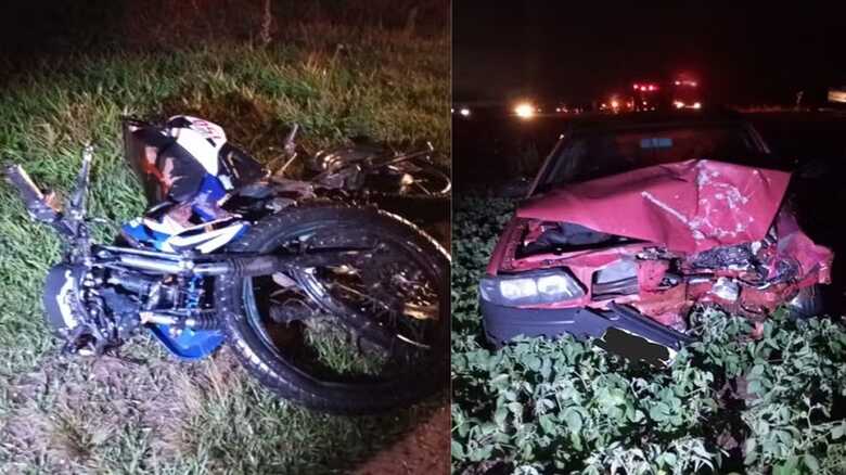 Acidente foi frontal e tirou a vida do motociclista