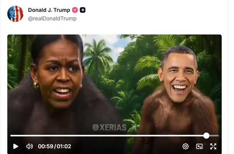 Frame em que mostra os rostos de Barack e Michelle Obama