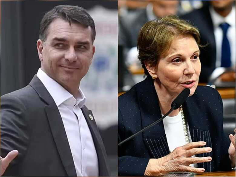 Senadores Fl&aacute;vio Bolsonaro e Tereza Cristina