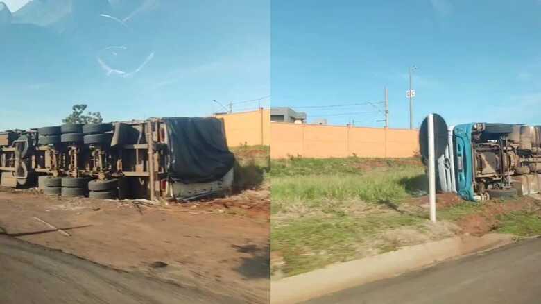 Carreta ficou nas margens da rodovia