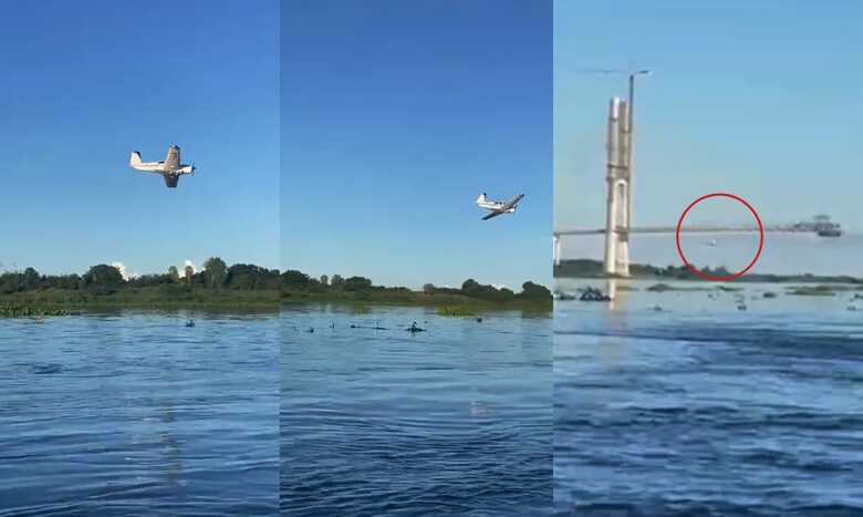 Aeronave passou por debaixo da ponte