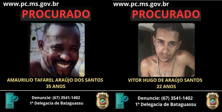 Pol&iacute;cia solicita ajuda da popula&ccedil;&atilde;o para encontrar suspeitos.