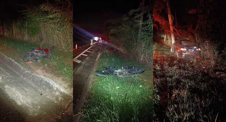 Carro bateu nas duas motocicletas