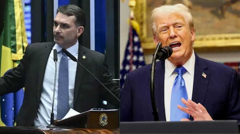 Fl&aacute;vio Bolsonaro e Donald Trump