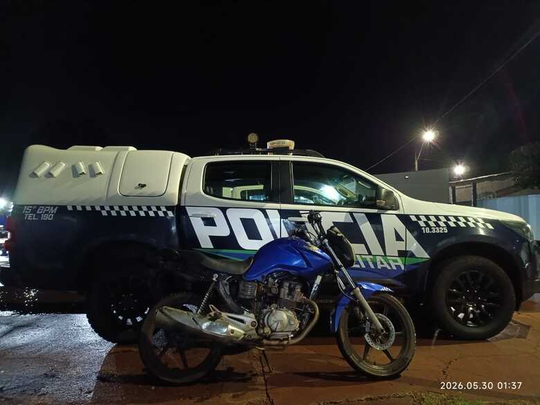 Moto recuperada - Foto: Divulga&ccedil;&atilde;o / PMMS