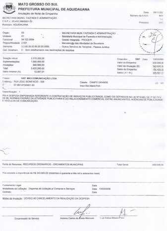 Documento comprova ilegalidade da operação