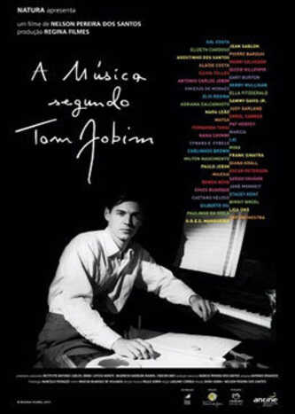 Cartaz do filme "A música segundo Tom Jobim" que conta a trajetória e a forma de criar de Antonio Carlos Jobim por meio da música e do pensamento do compositor.