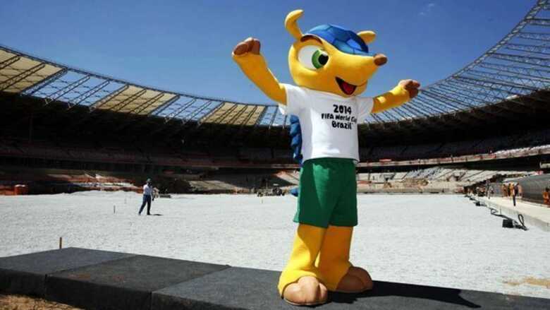 O mascote oficial da Copa do Mundo 2014 no Mineirão em Belo Horizonte.