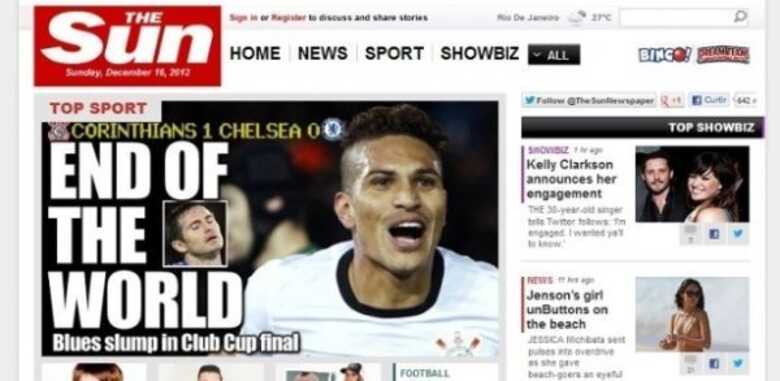 Jornal britânico The Sun declara 'O fim do mundo' após derrota do Chelsea.