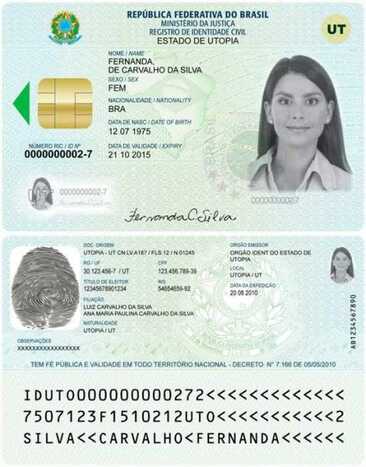 Cartão RIC (Registro de Identidade Civil), que irá substituir o RG (Registro Geral) no Brasil.