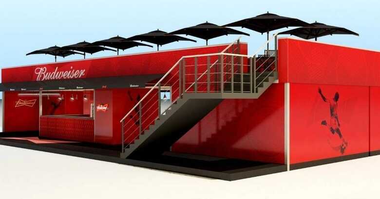 Na Arena Fonte Nova e no Castelão, os bares terão dois andares, com um deck ao ar livre. (Imagem: Divulgação)