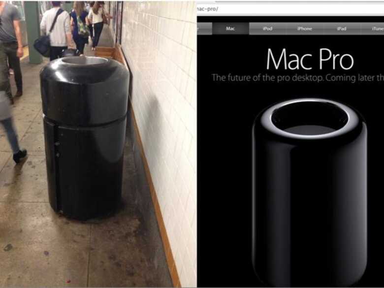 Na internet, usuário compara design do novo Mac Pro com o das lixeiras de Nova York. (Foto: Reprodução)