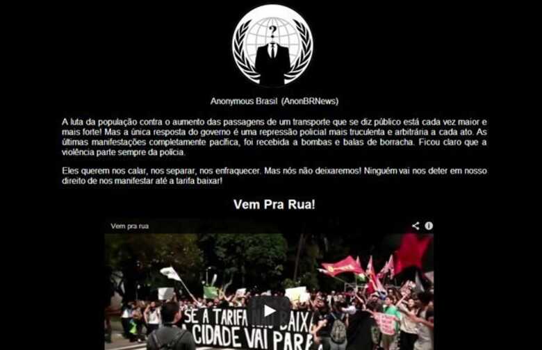 Hackers invadem site da Gaviões da Fiel para apoiar manifestações. (Foto: Reprodução)