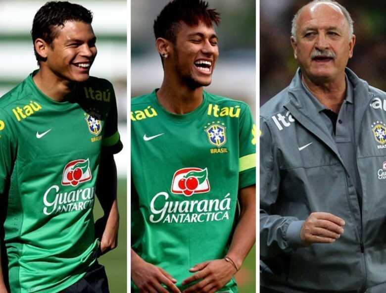 Thiago Silva, Neymar e Felipão: indicados brasileiros à Bola de Ouro. (Foto: Editoria de arte/Globoesporte.com)