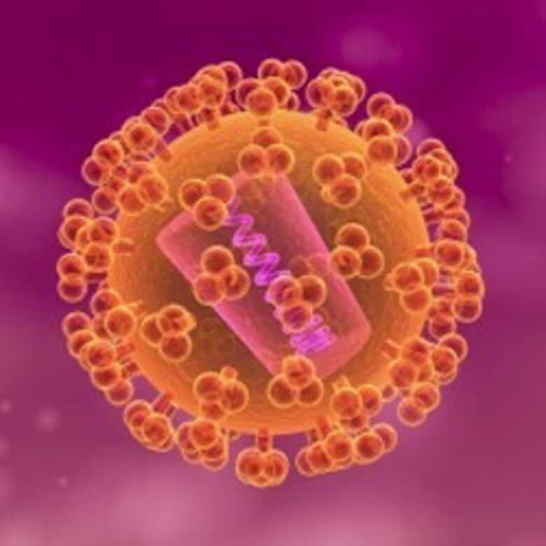 Imagem mostra uma concepção artística do vírus HIV. (Foto: Divulgação/NIH)