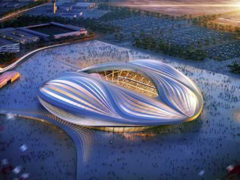 Projeto do estádio de Al Wakrah foi alvo de piadas. (Foto: Aecom/Twitter)