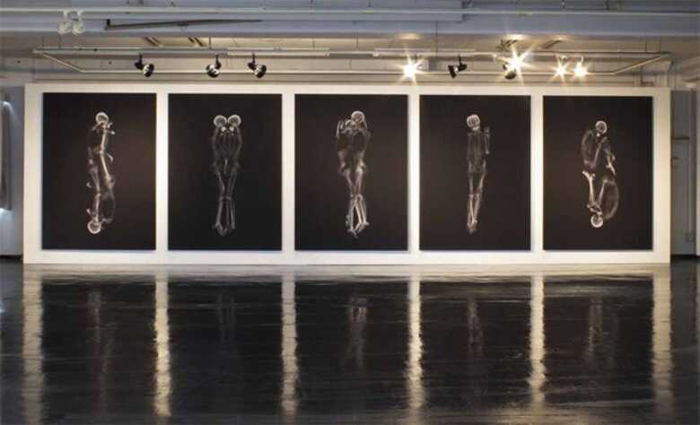 Série criada por estudantes japoneses revela casais de esqueletos em imagens feitas por raio X. (Foto: Ayako Kanda e Mayuka Hayashi via Iber Press)