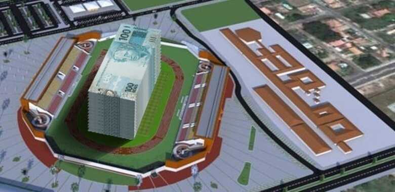 Projeto do estádio Flamarion Vasconcelos, em Boa Vista (RR): R$ 99 milhões. (Foto: Montagem/Arte Uol)
