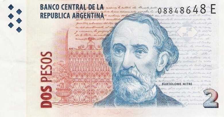 Nota de 2 pesos argentinos. (Foto: divulga&ccedil;&atilde;o)